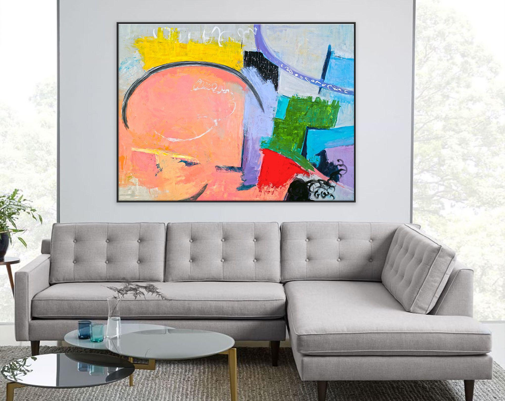 This is a playful improvisation composition of abstract expressionism. â€¢ PICTURE HANGER ATTACHED: Yes â€¢ SIDES PAINTED: Yes â€¢ READY TO HANG: Yes â€¢ ARTIST SIGNED: Yes â€¢ CERTIFICATE OF AUTHENTICITY: Yes, This is an Original Painting Not a