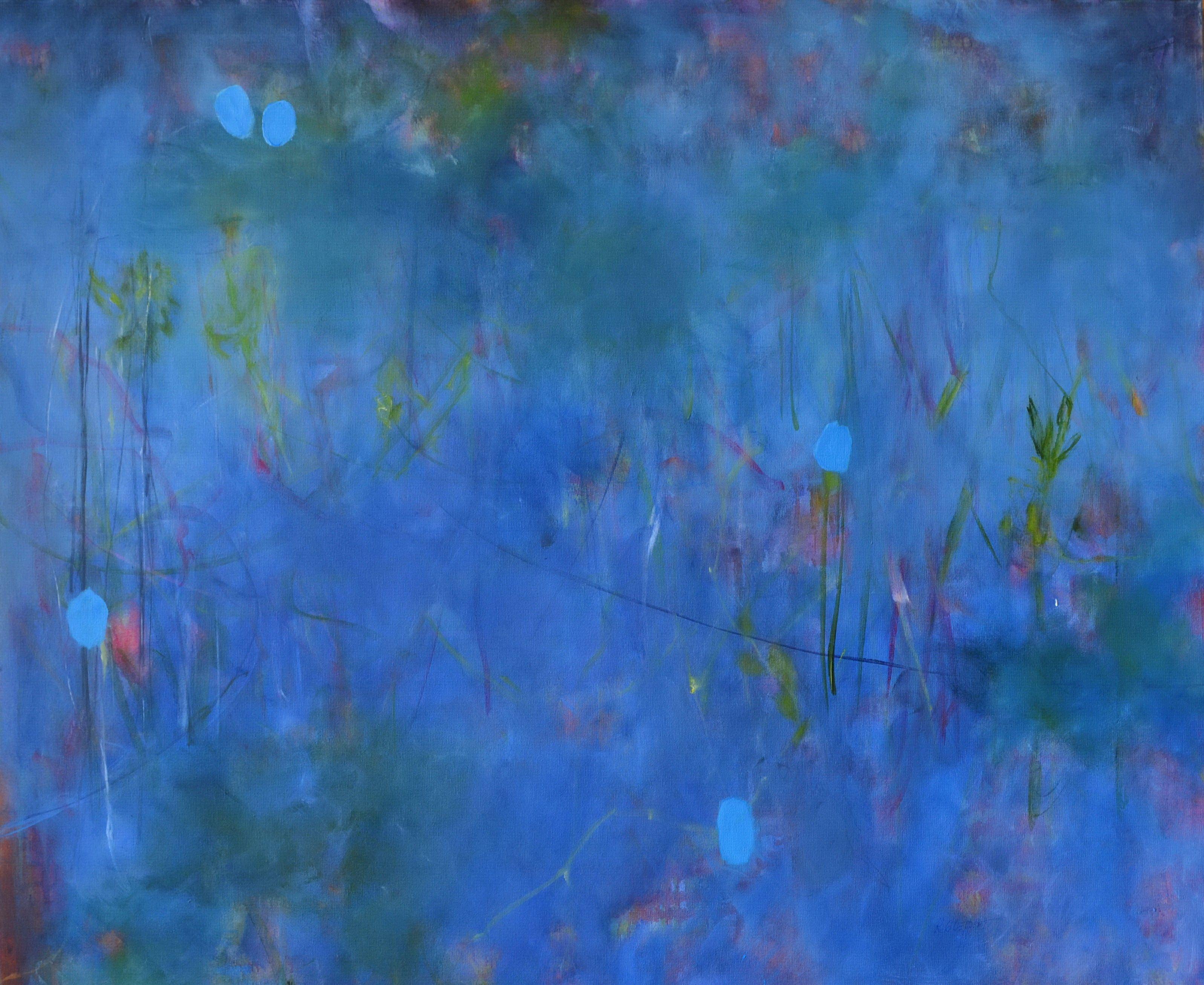 Abstract Painting de Karin Goeppert - Estanque de verano, Pintura, Acrílico sobre lienzo