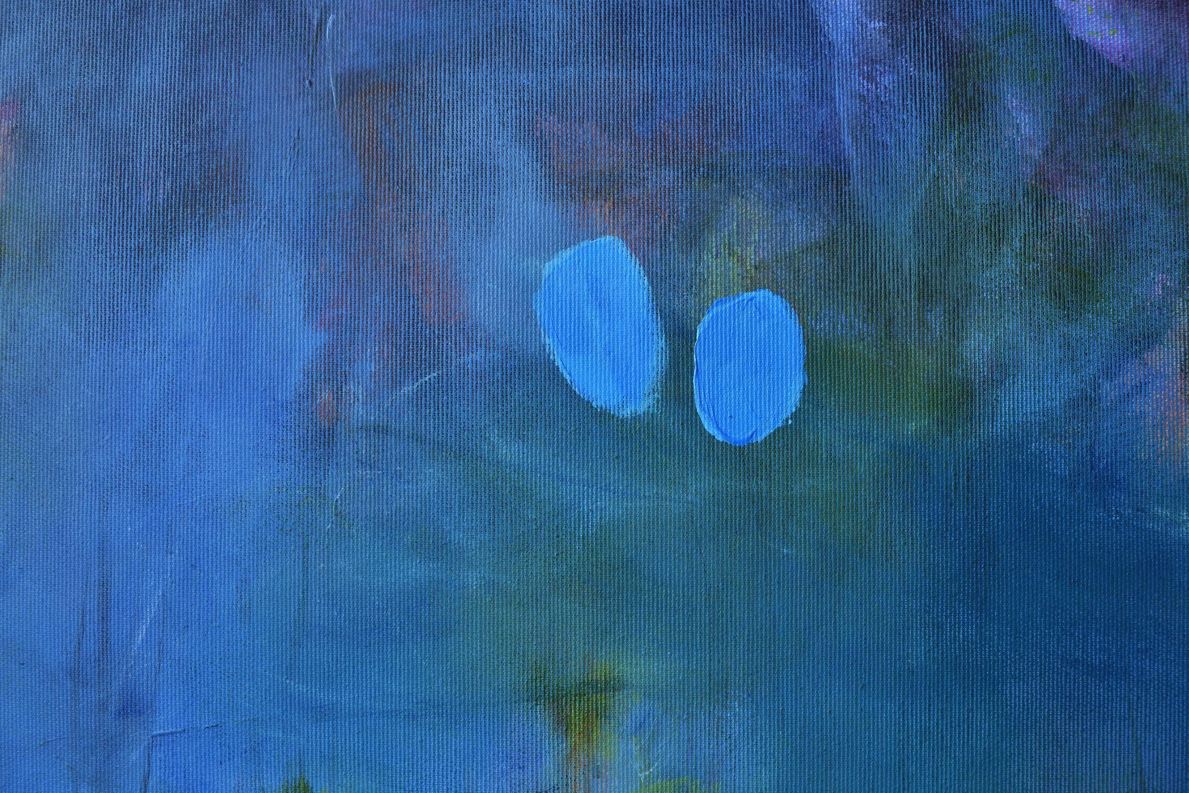 Estanque de verano, Pintura, Acrílico sobre lienzo - Abstract Painting Azul de Karin Goeppert