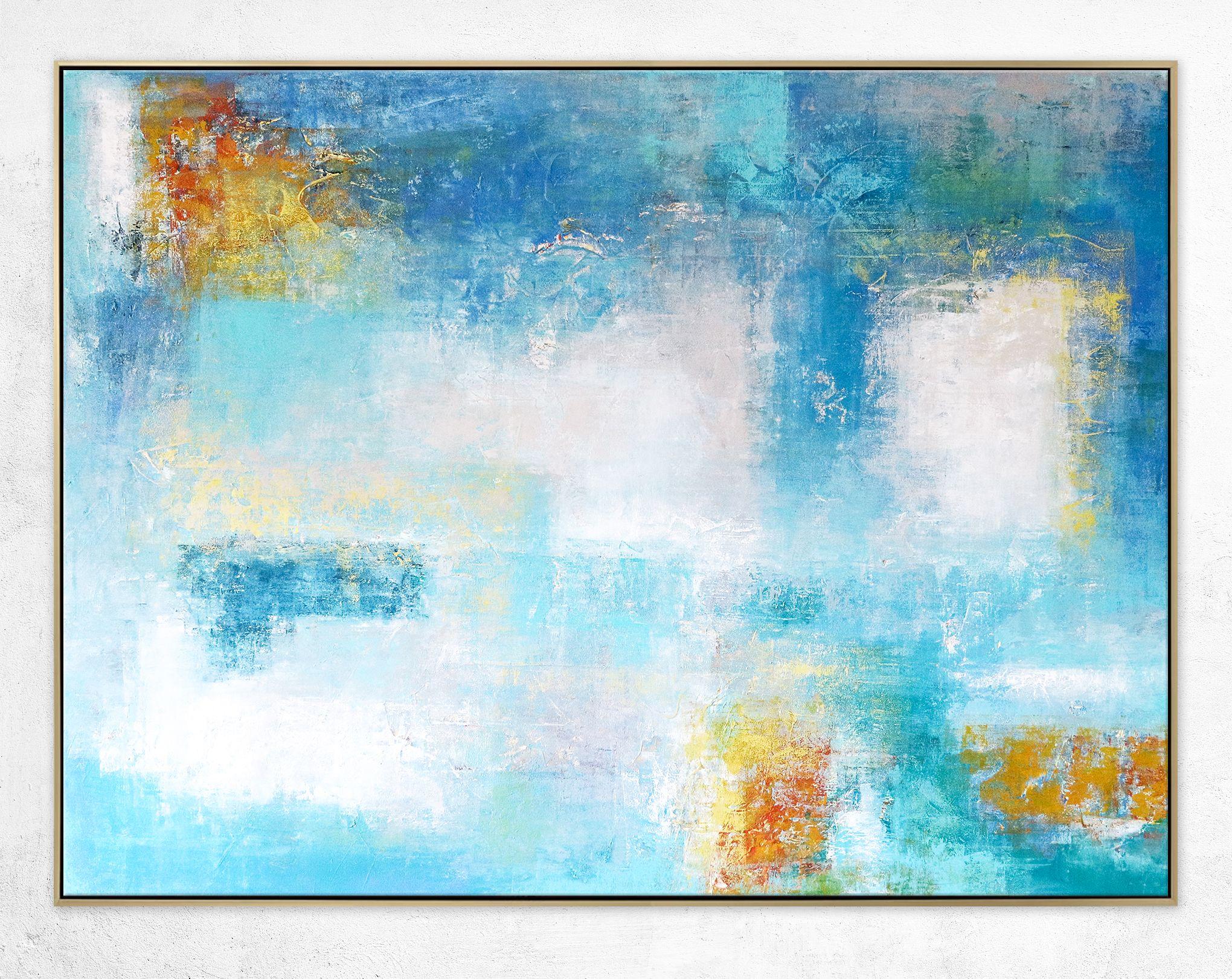 Misty, Painting, Acrylic on Canvas - Blue Abstract Painting by Hyunah Kim