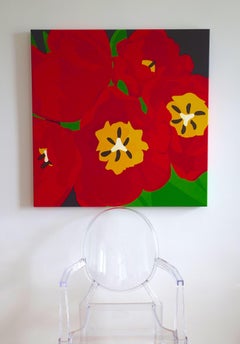 Cardinal Tulips, Painting, Acrylic on Canvas