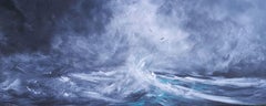 Spirit of the Surf, Panoramic Seascape, Painting, Acrylic on Canvas