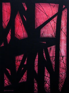 Peinture rouge émergente, acrylique sur toile