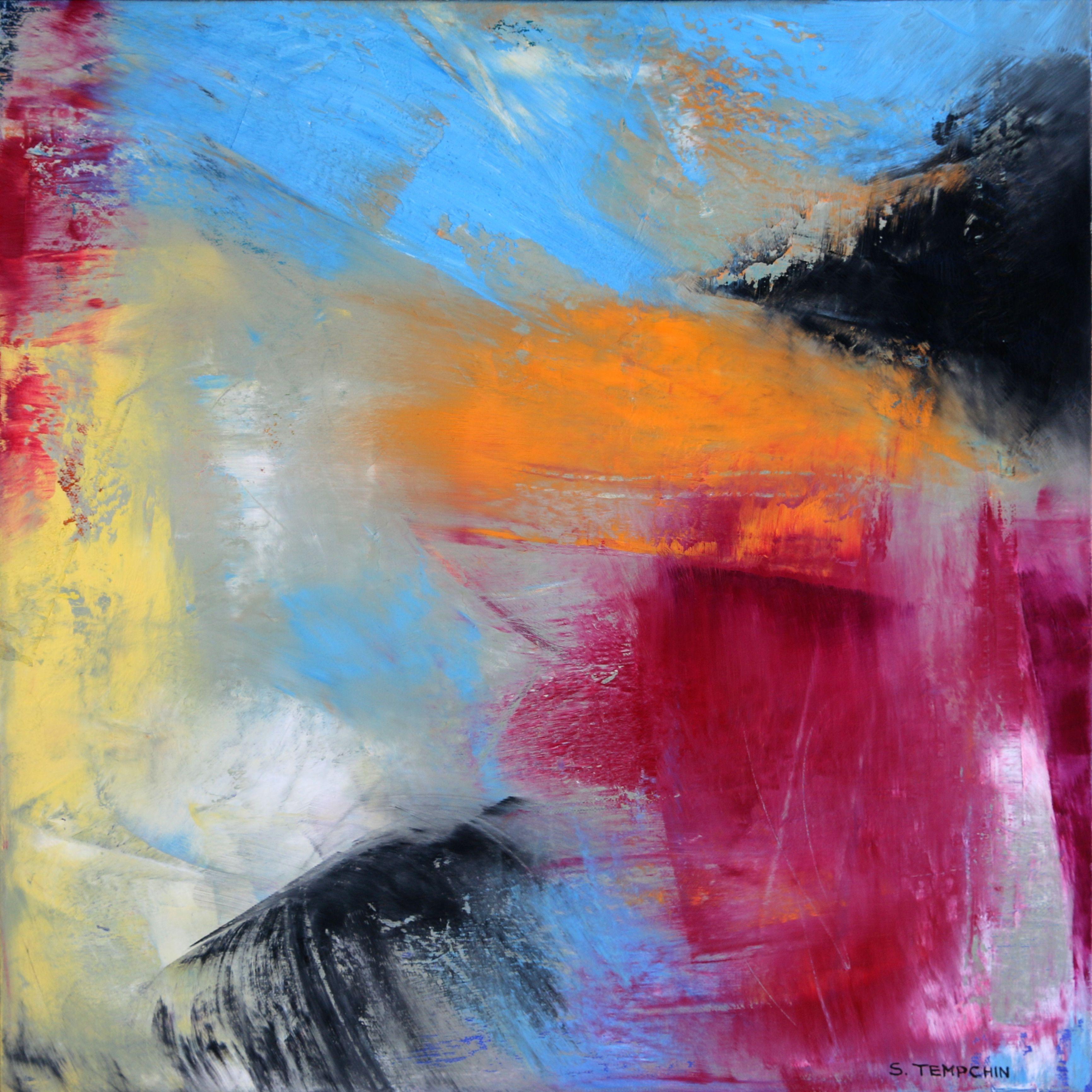 Sheryl Tempchin Abstract Painting - Here We Go, Painting, Oil on Canvas