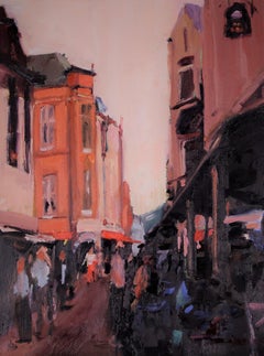 Scènes de rue, peinture, huile sur panneau de MDF