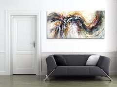 Peinture Wave XXL 2 en noir et blanc de la nature, acrylique sur toile