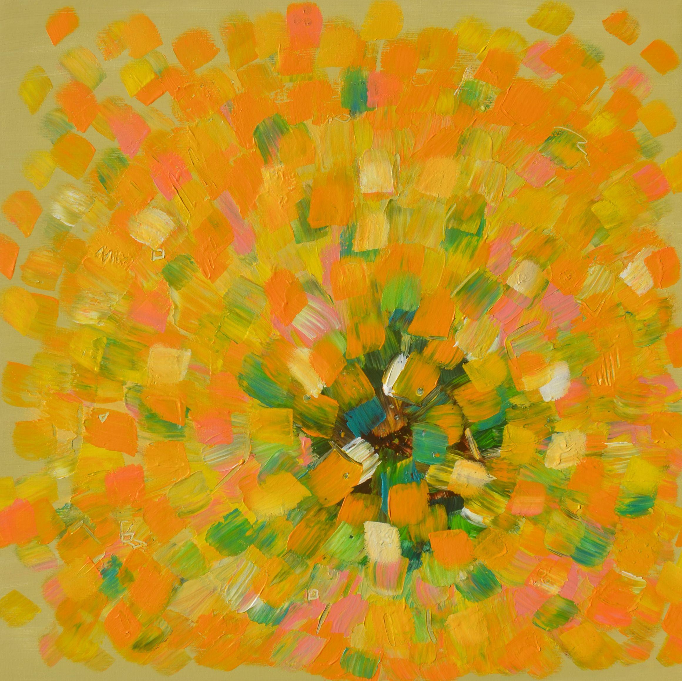 Abstract Painting de Sara Gardner - Papaya, Pintura, Acrílico sobre lienzo