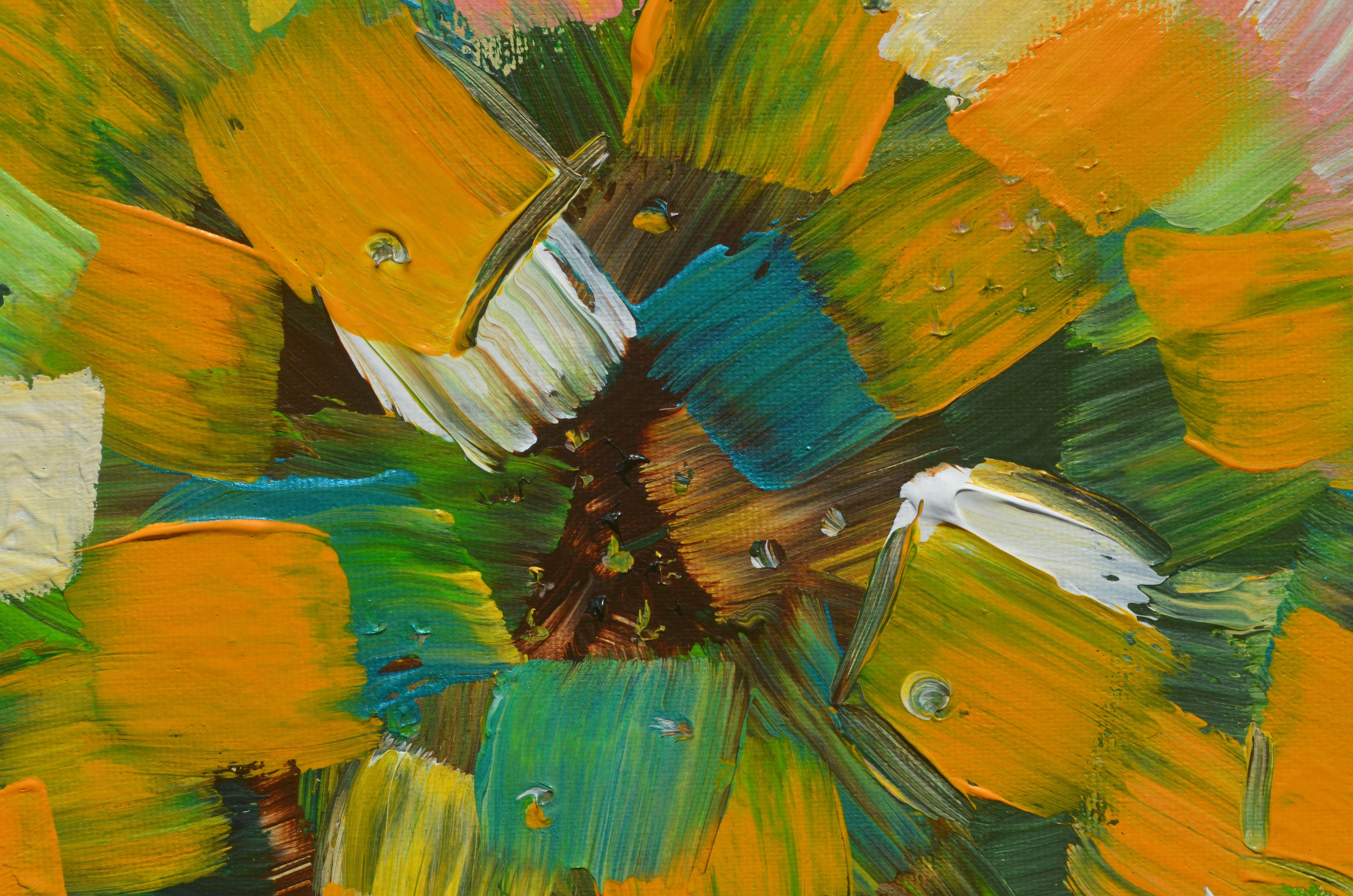 Papaya, Pintura, Acrílico sobre lienzo - Abstract Painting Naranja de Sara Gardner