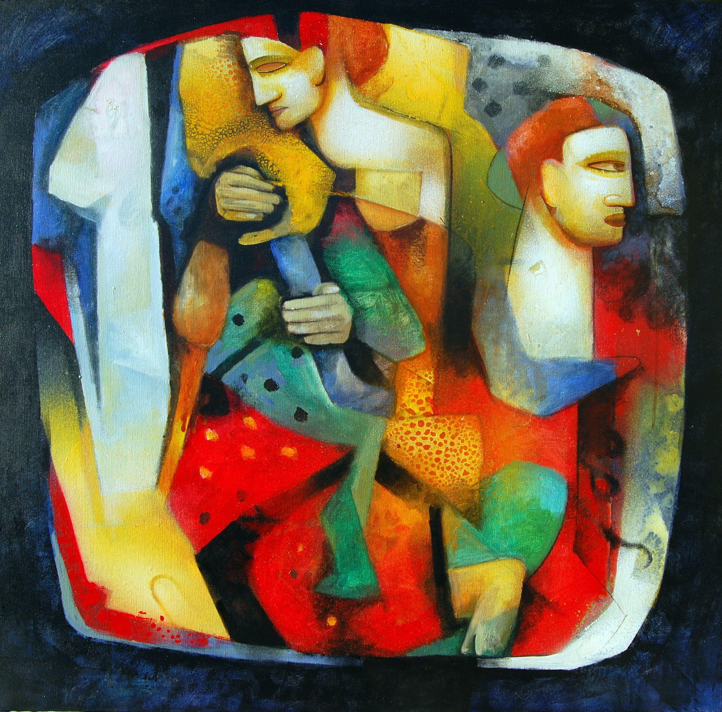 Abstract Painting di Sobhan Dutta - Musicisti III, Pittura, Acrilico su tela