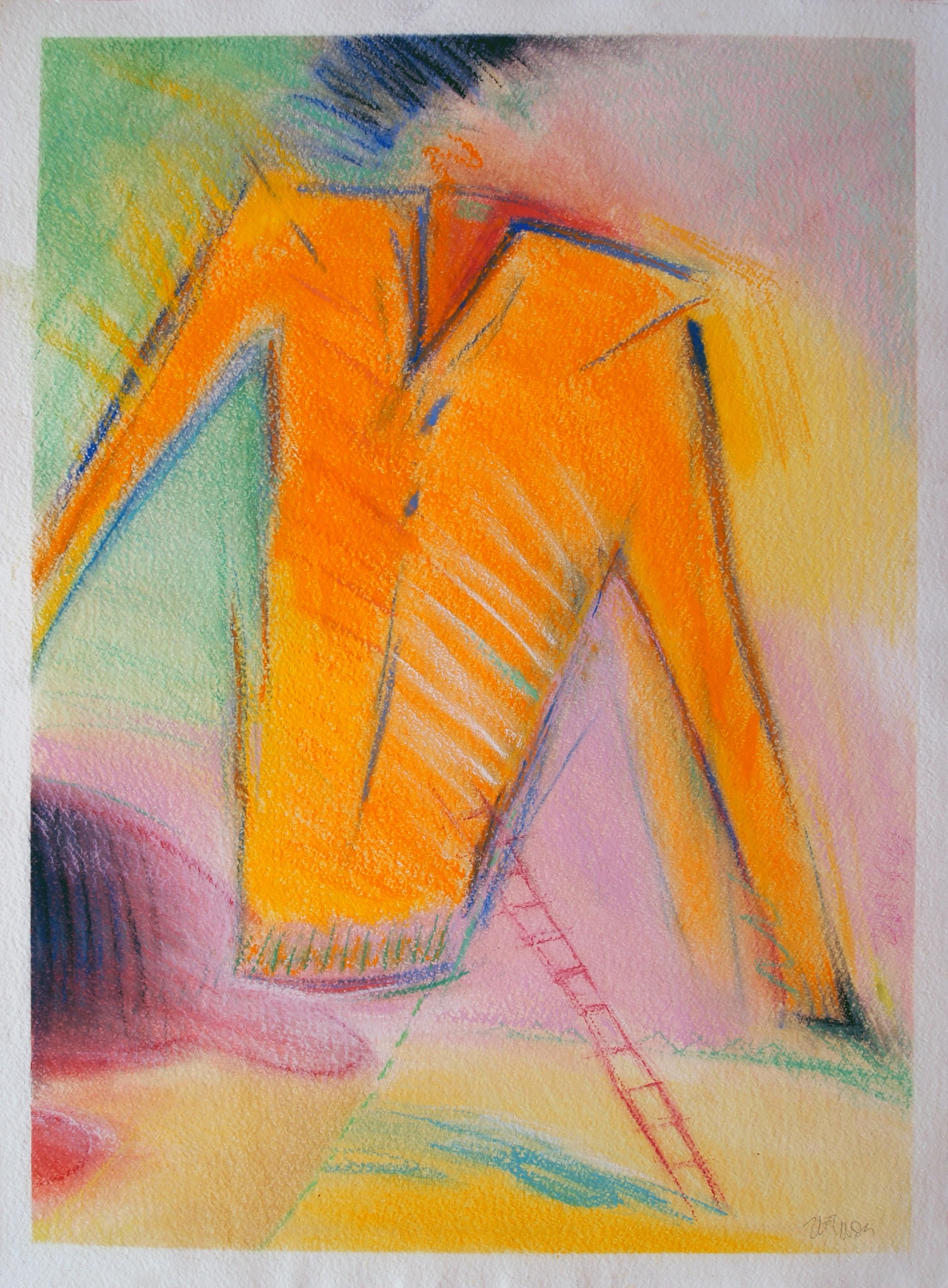 fire on pine street, Drawing, Pastels on Paper - Art by Edward Zelinsky