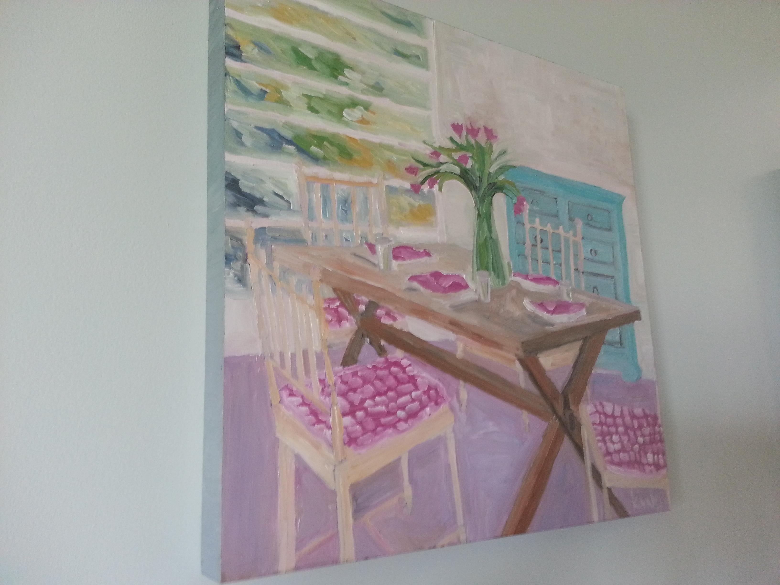 torta di caprifoglio, Pittura, Olio su pannello di Wood - Painting di Katrina Berg
