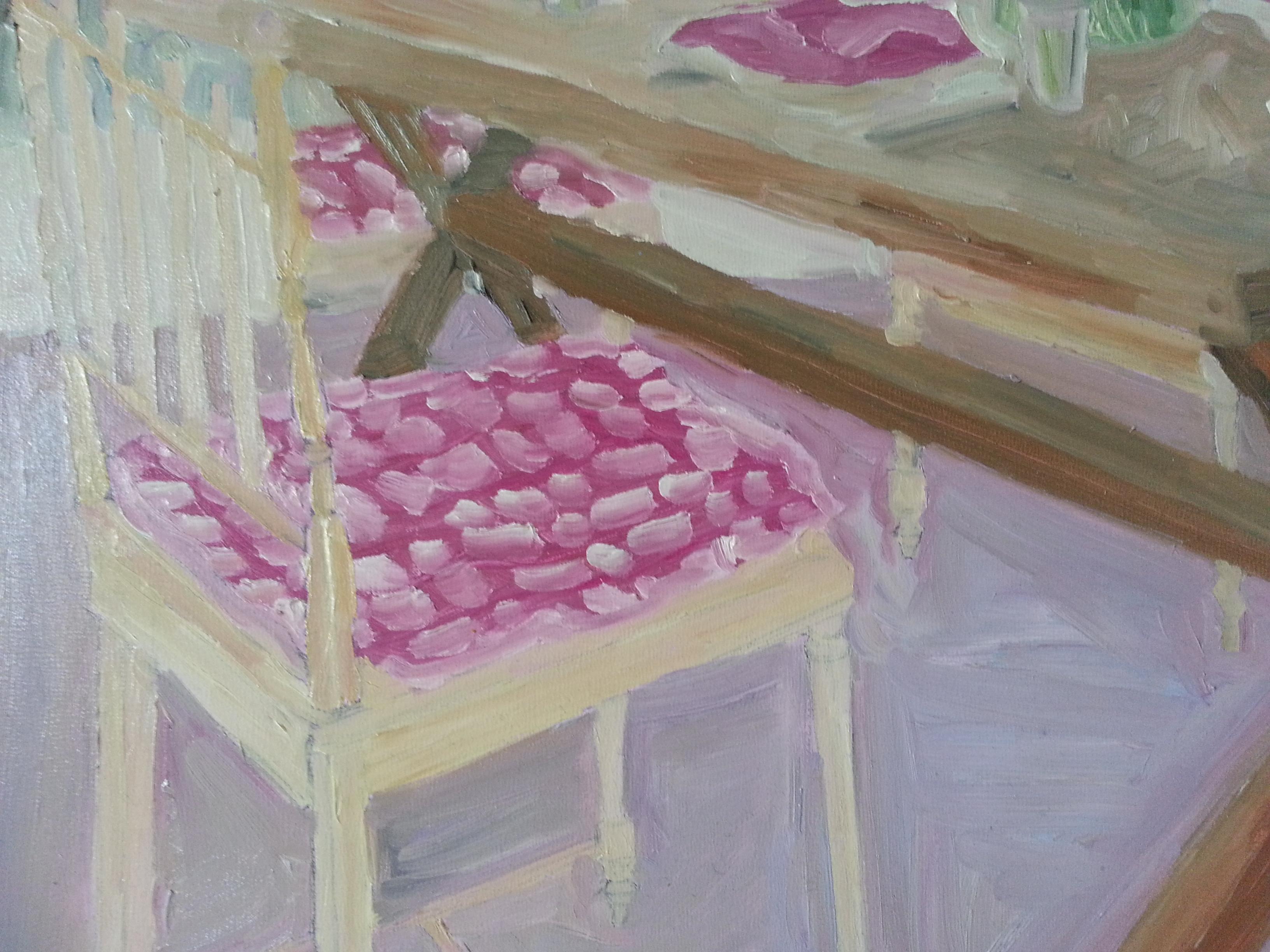 Sono rimasta affascinata dalla scelta di Pantone per il colore dell'anno: il caprifoglio.    Questo dipinto a olio è incorniciato in masonite cullata da 1 1/2