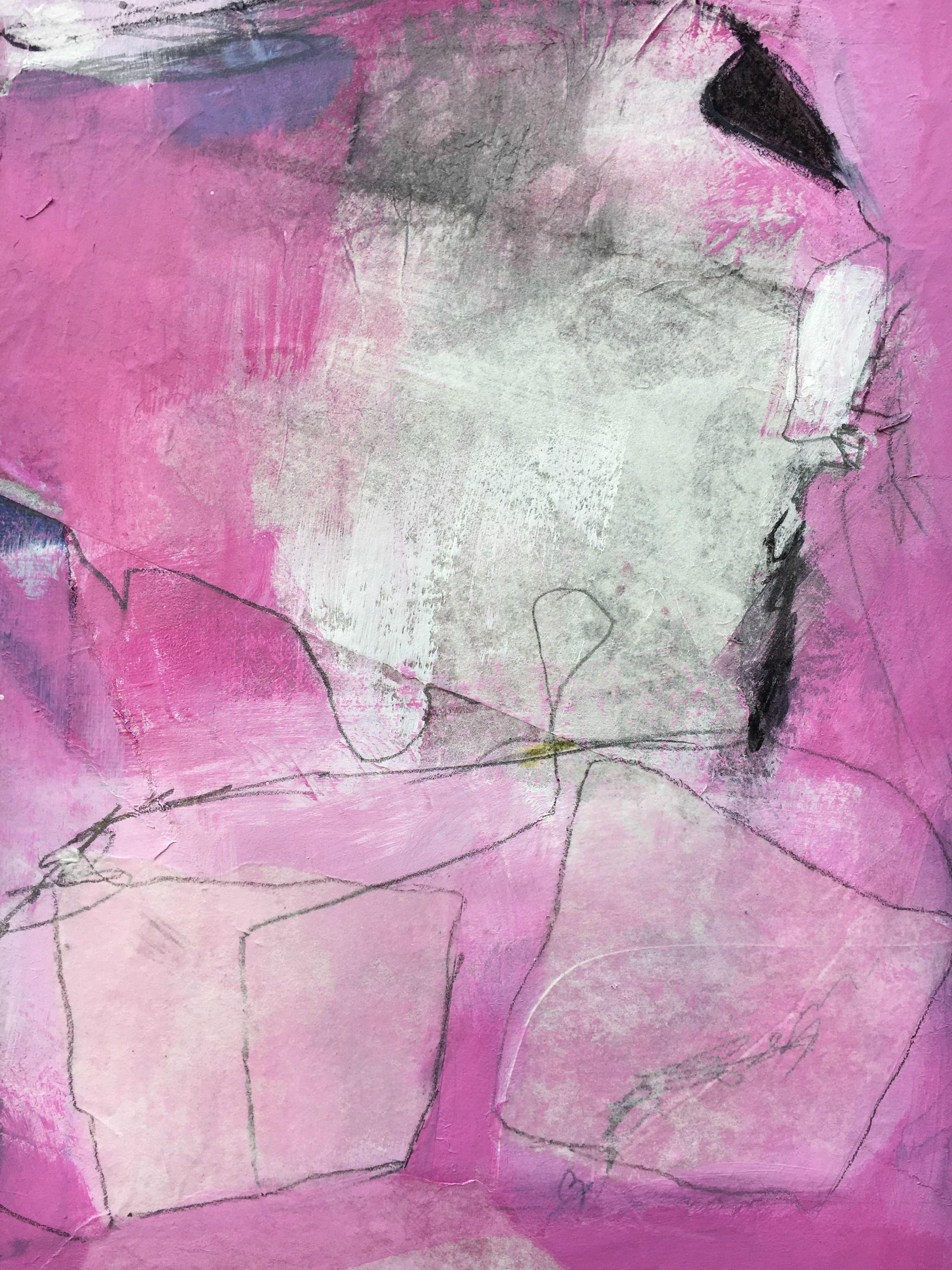 The Rose Inside, Painting, Acrylic on Canvas - Purple Abstract Painting by Angela Dierks