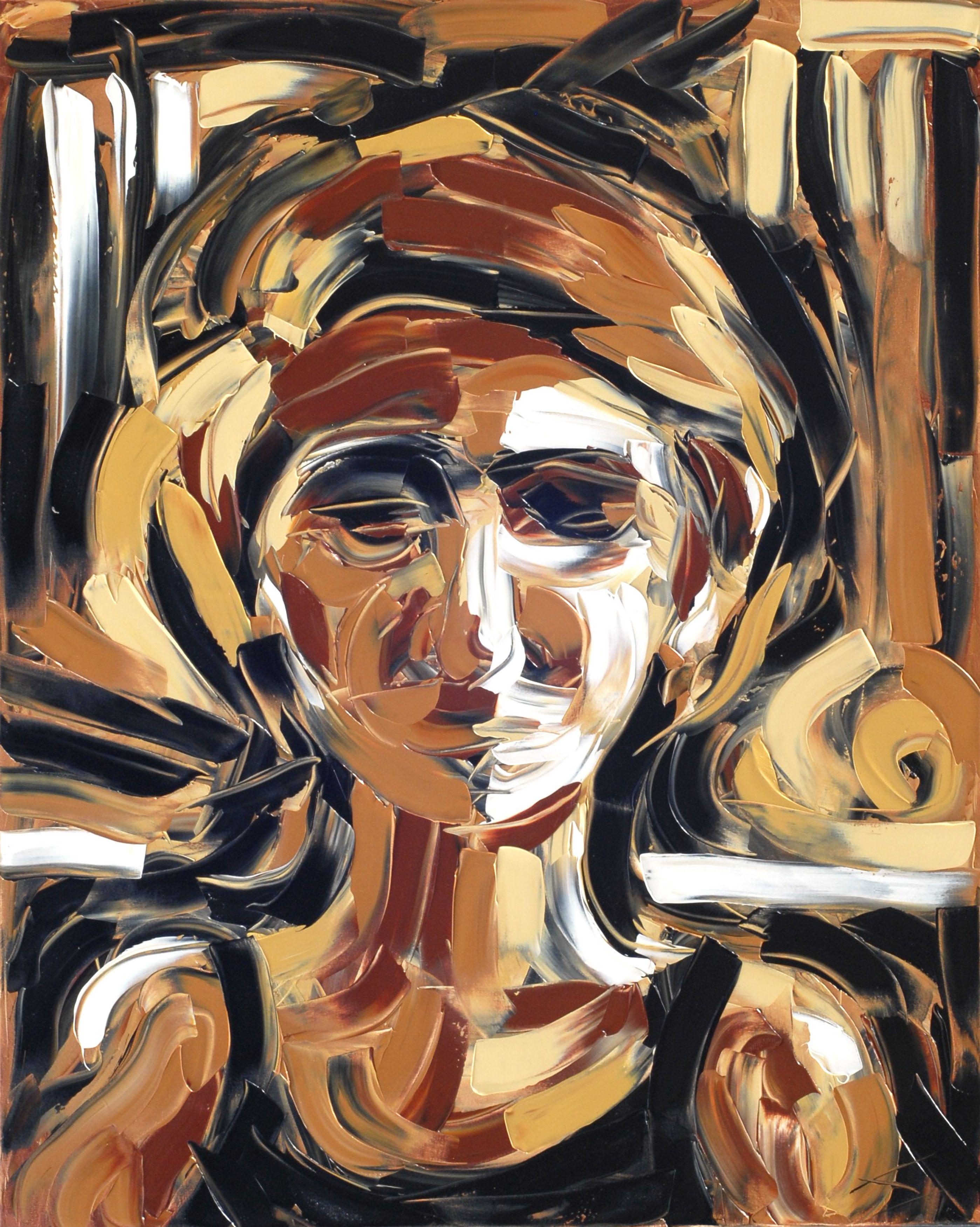 Bill Stone Abstract Painting - CONTEMPLATIVE GIRL, Painting, Oil on Canvas