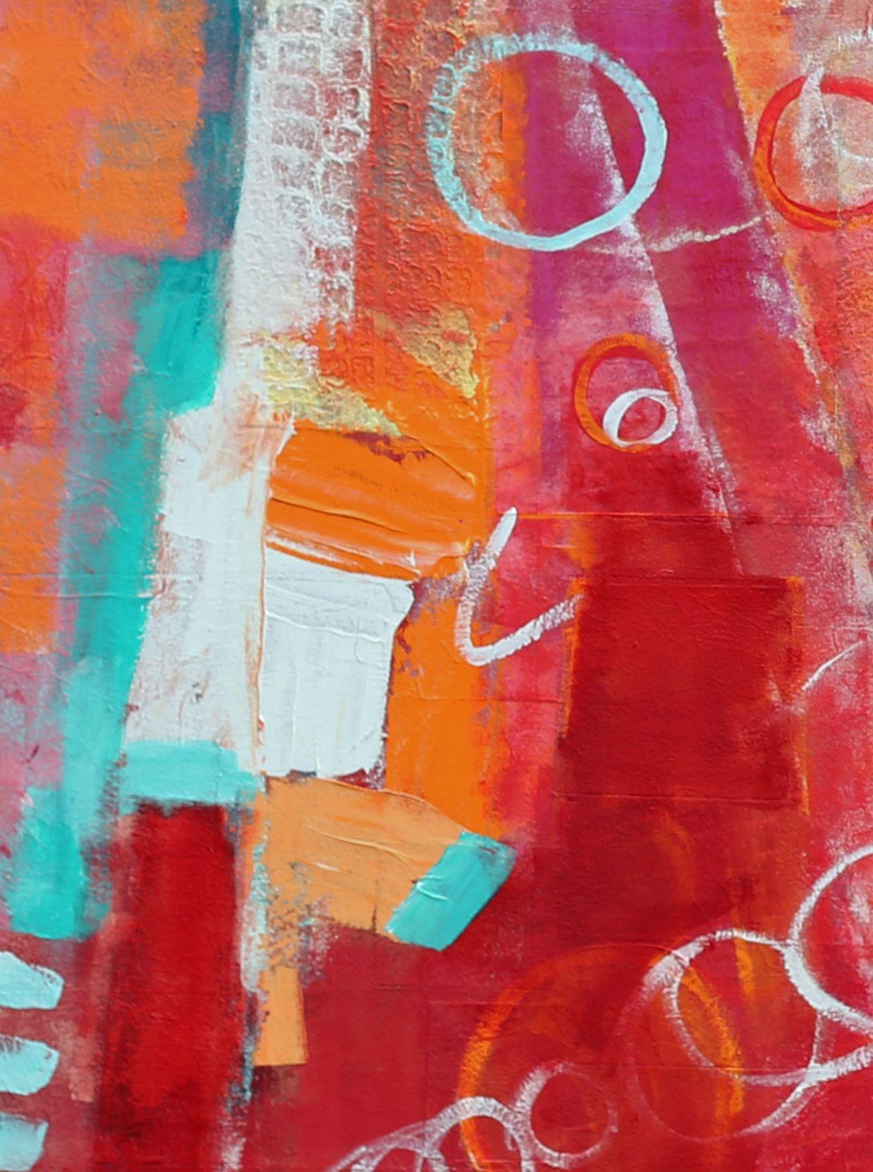 Finding Joy, Painting, Acrylic on Canvas (Pink), Abstract Painting, von Dara Daniel