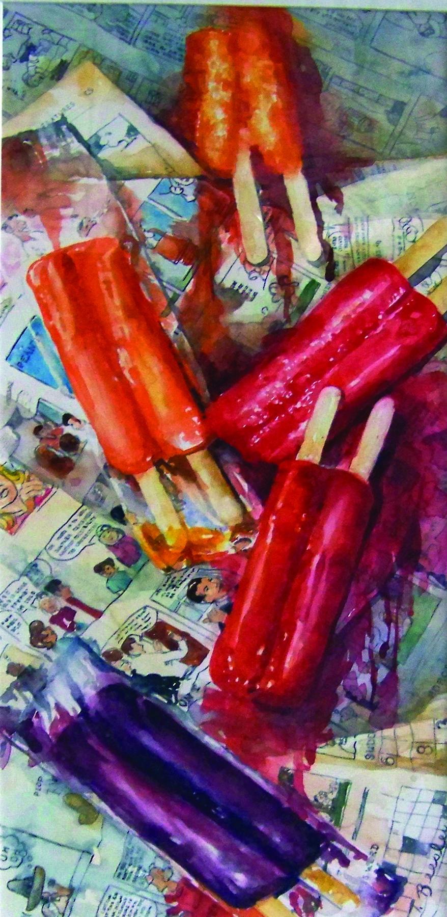 Falling Popsicles, Painting, Watercolor on Paper - Art by Terrece Beesley