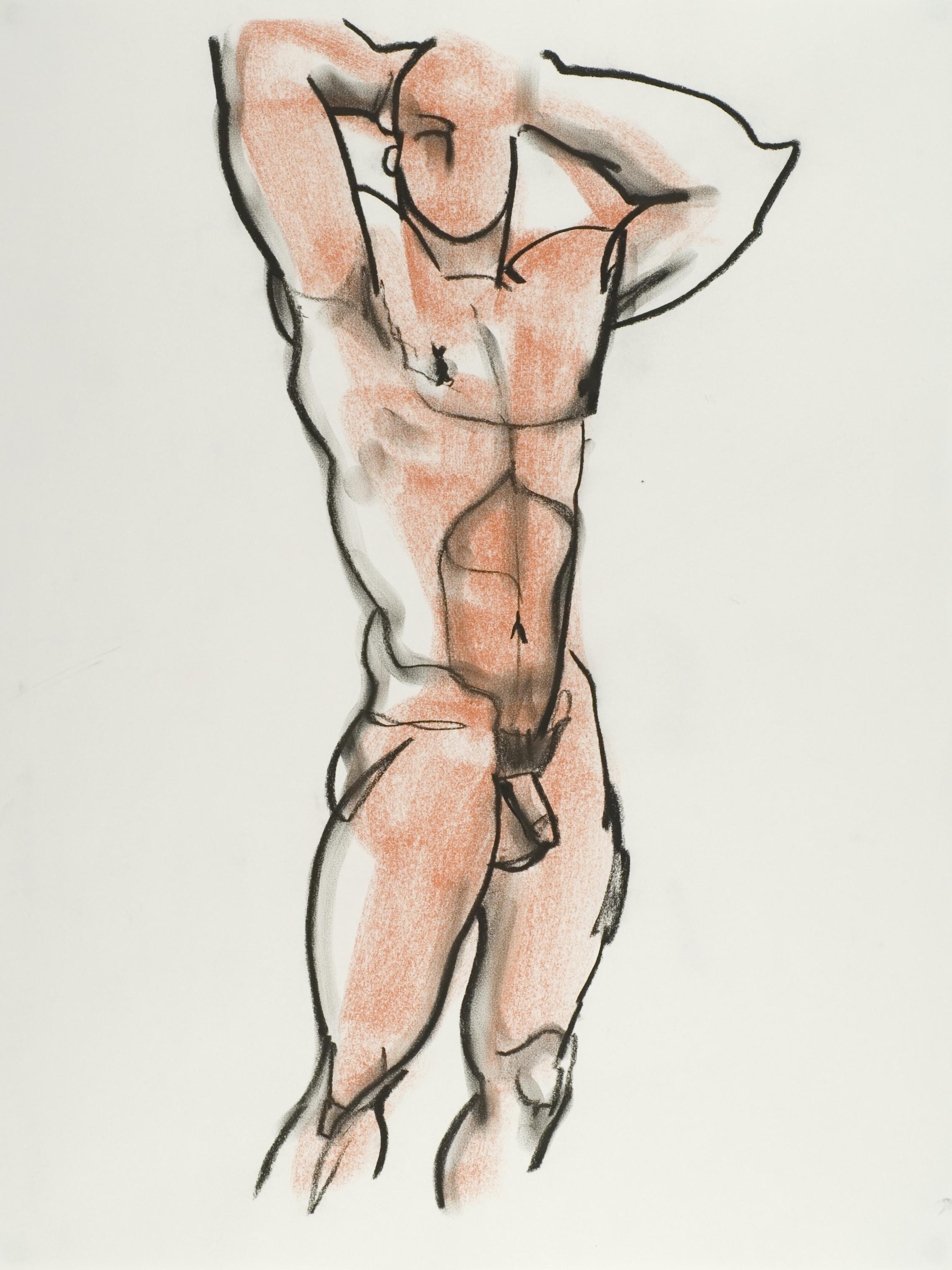 Nu masculin de 19 ans, dessin, pastels sur papier - Art de Bill Buchman