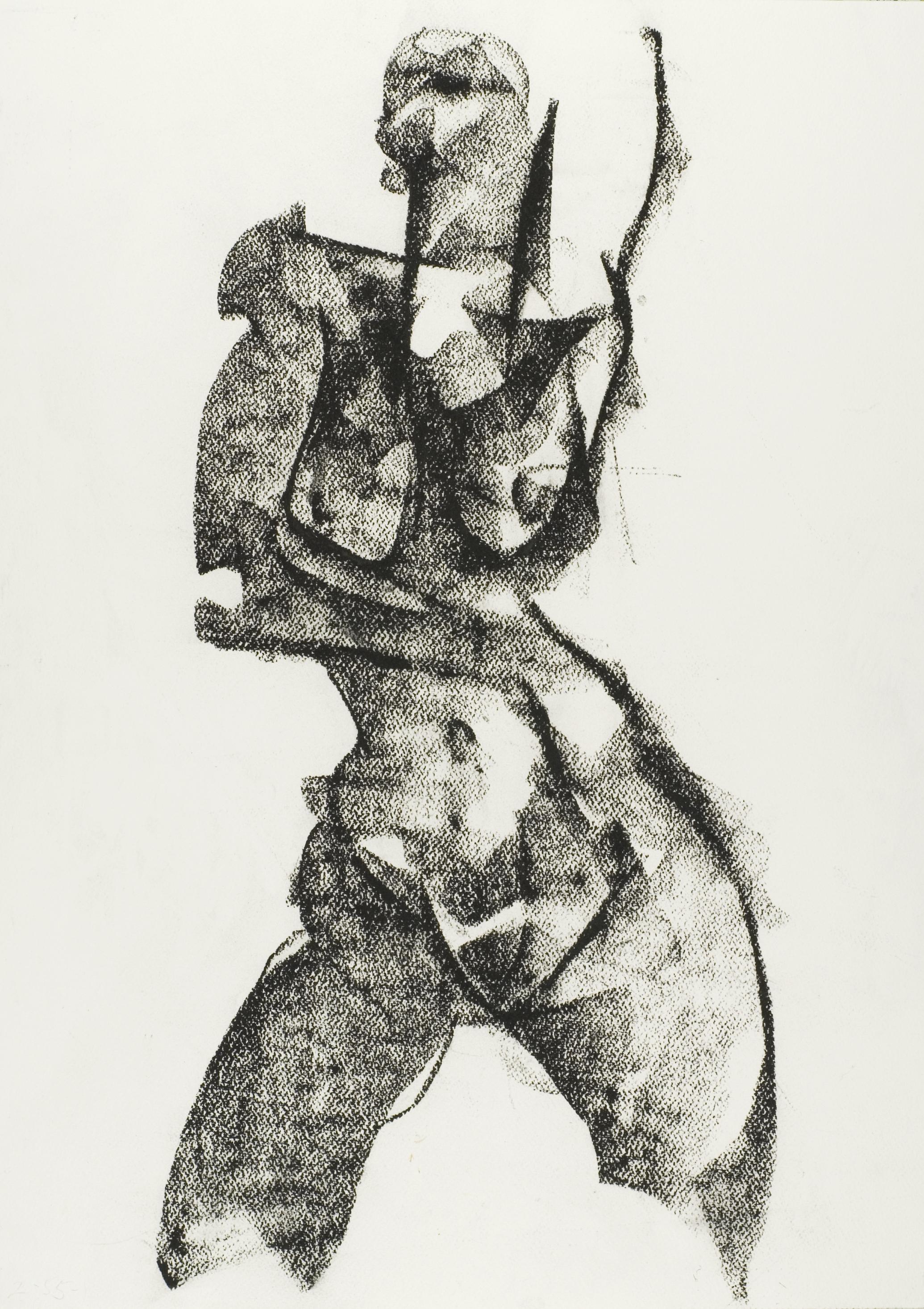 Bill Buchman Abstract Drawing - Nude Study 51, Drawing, Charcoal on Watercolor Paper