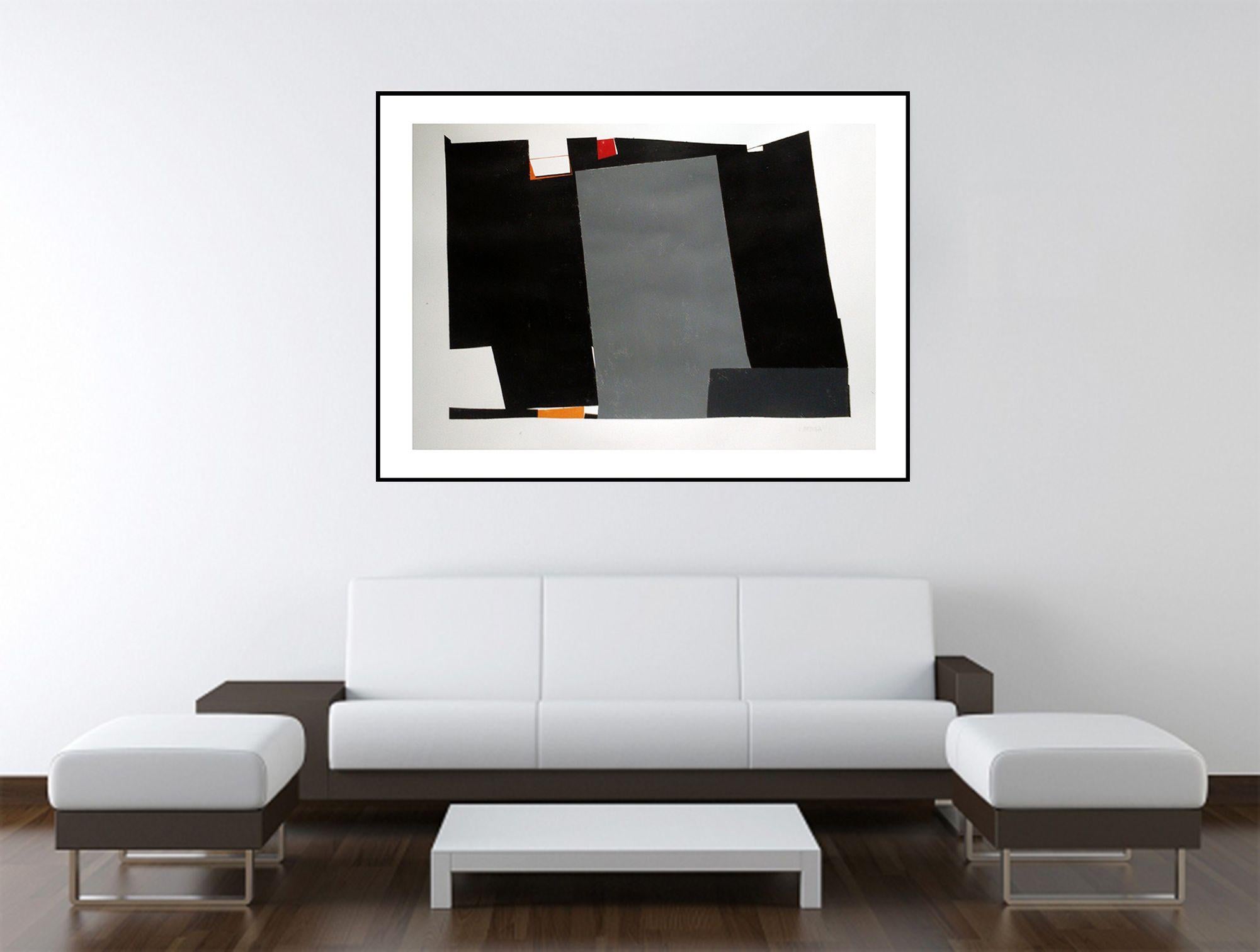 P 1, Painting, Acrylic on Paper - Black Abstract Painting by Luis  Medina