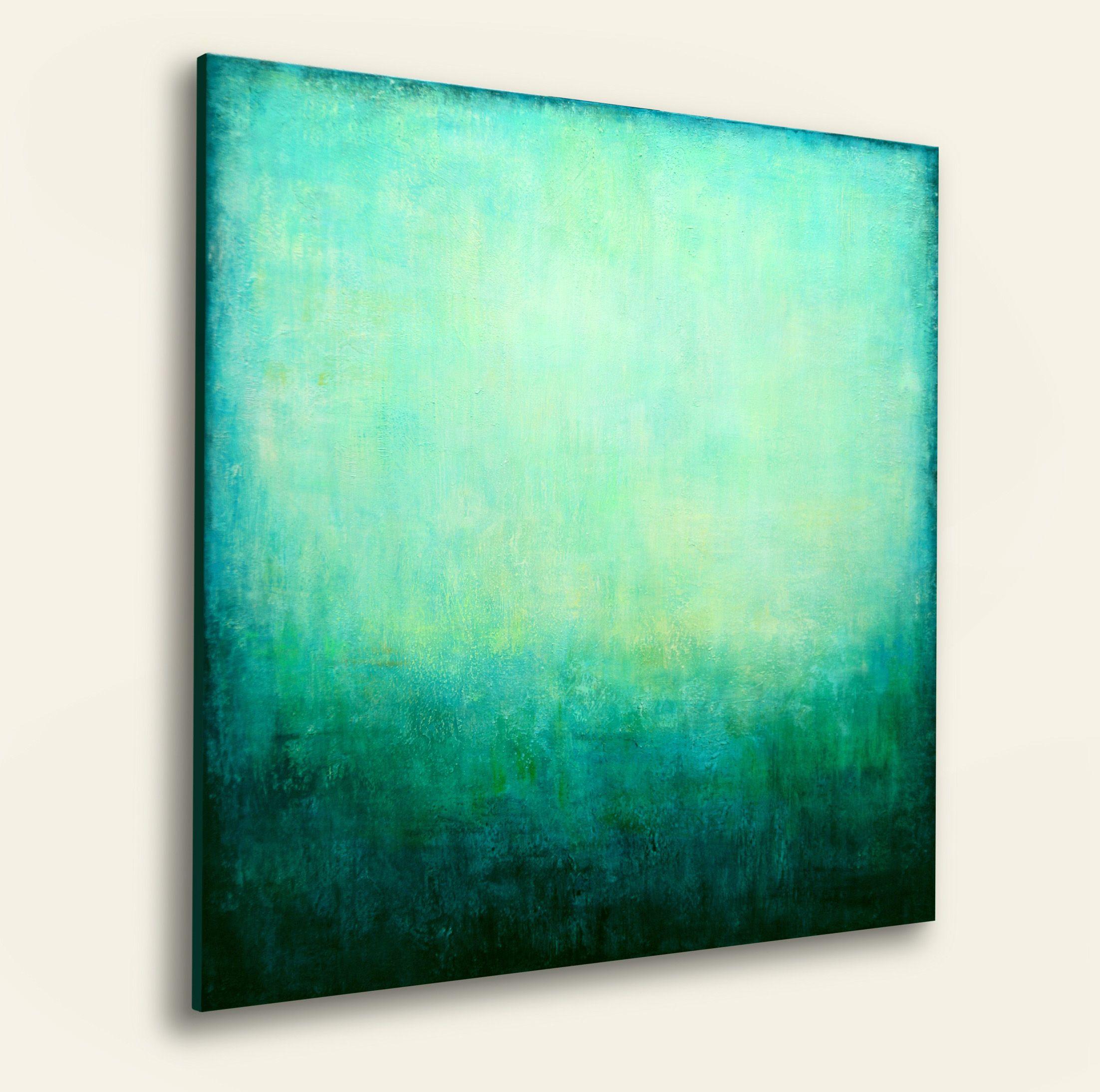 Turquoise Green Dreaming, Painting, Acrylic on Canvas 1