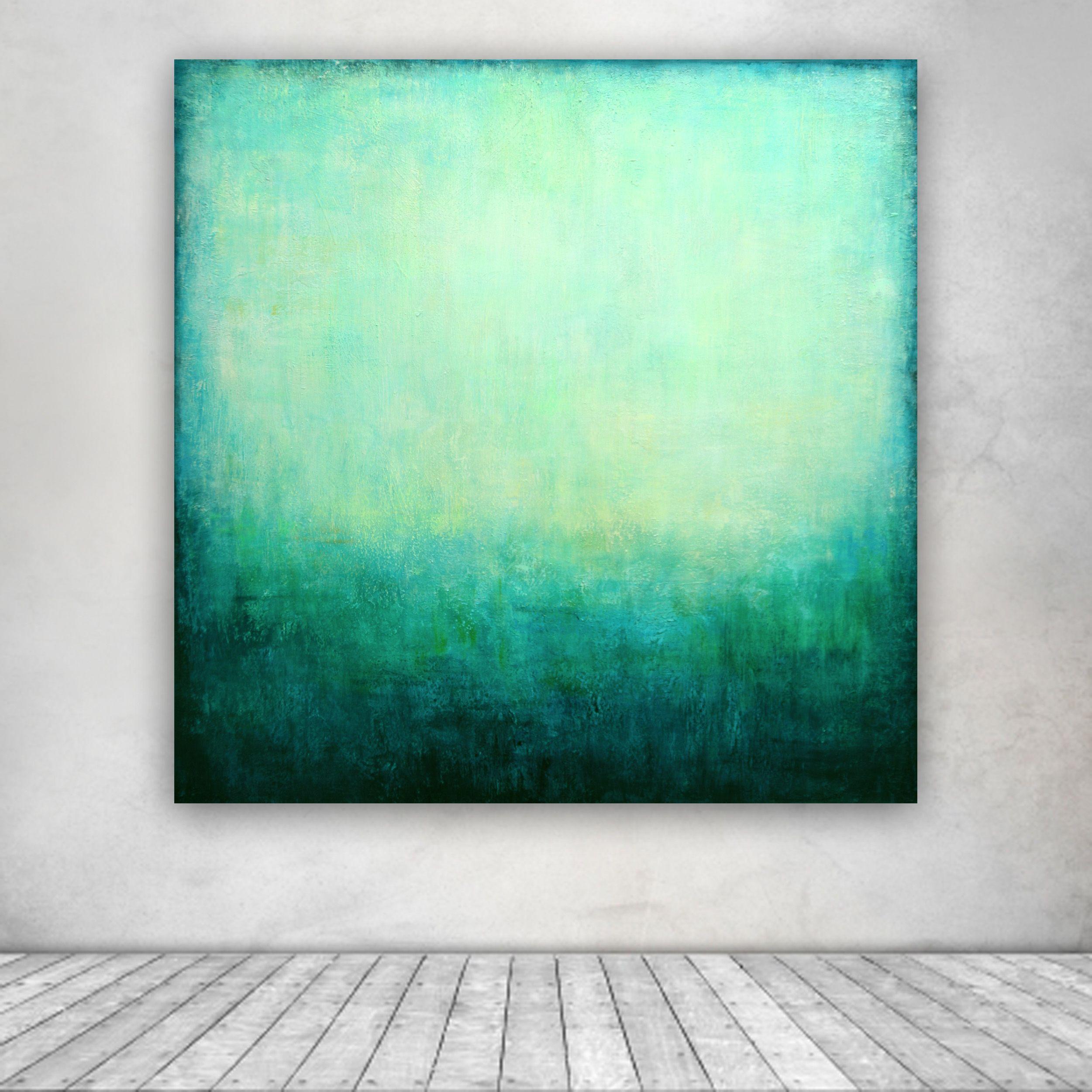 Turquoise Green Dreaming, Painting, Acrylic on Canvas 2