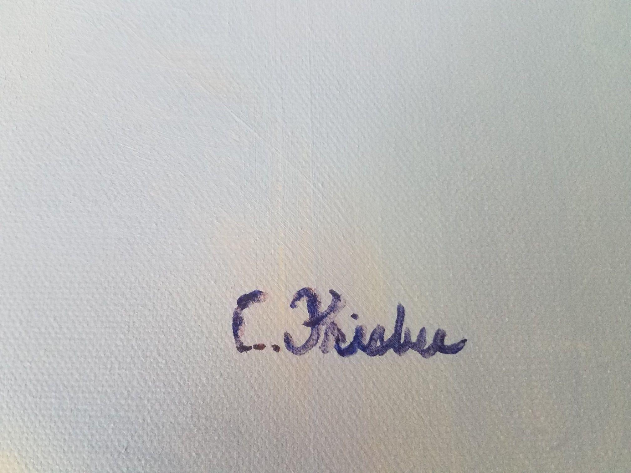 I pensieri emergenti sono la stratificazione dei colori della pittura per creare un processo di pensiero. I colori chiari sono rilassanti e rinfrescanti. Il dipinto astratto di Christine Frisbee fa parte di una nuova serie che conterrà varie