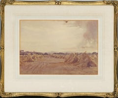 Antique Attrib. Edmund Wimperis (1835-1900) - Framed Watercolour, Corn Stooks, Rye