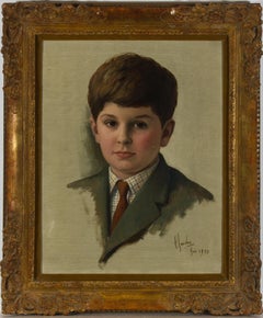 Carlos Luis Sancha (1920-2001) - Framed 1970 Oil, Portrait of a Young Boy