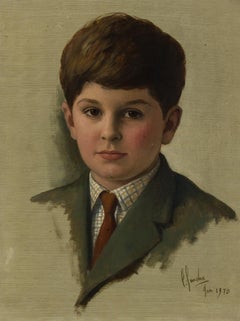 Carlos Luis Sancha (1920-2001) - Framed 1970 Oil, Portrait of a Young Boy