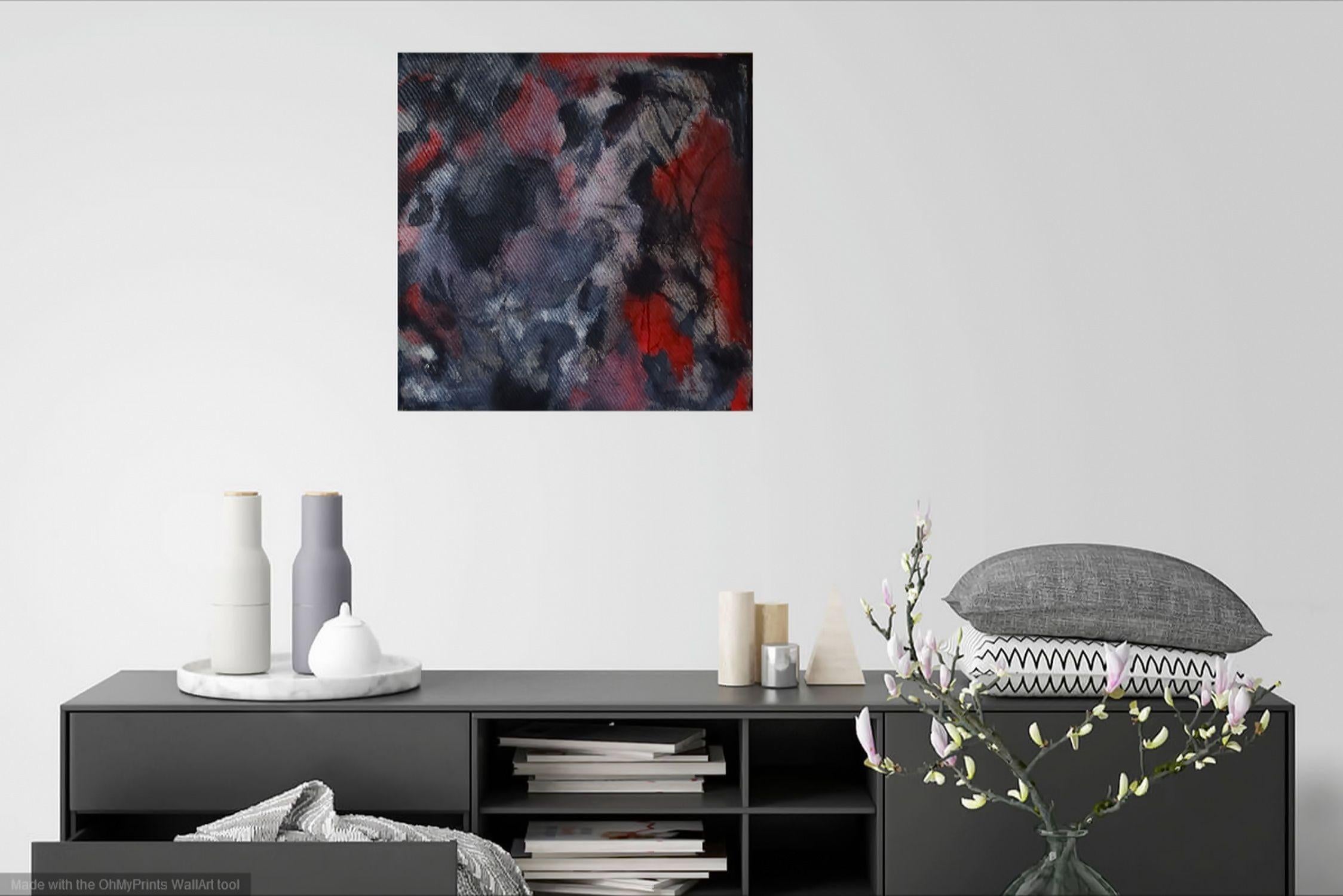 Fleur, Painting, Acrylic on Canvas - Black Abstract Painting by Karin Goeppert