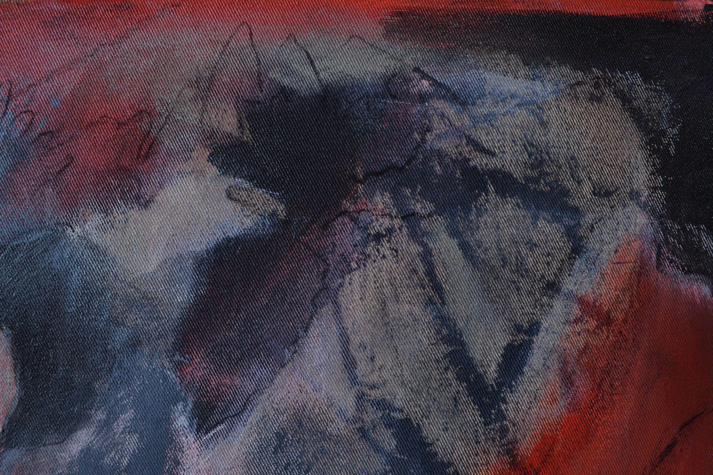 Fleur, Peinture, Acrylique sur Toile - Noir Abstract Painting par Karin Goeppert