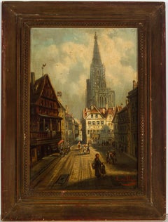 L. Van Hone - Framed Late 19th Century Oil, Notre-Dame Cathedral in Strasbourg