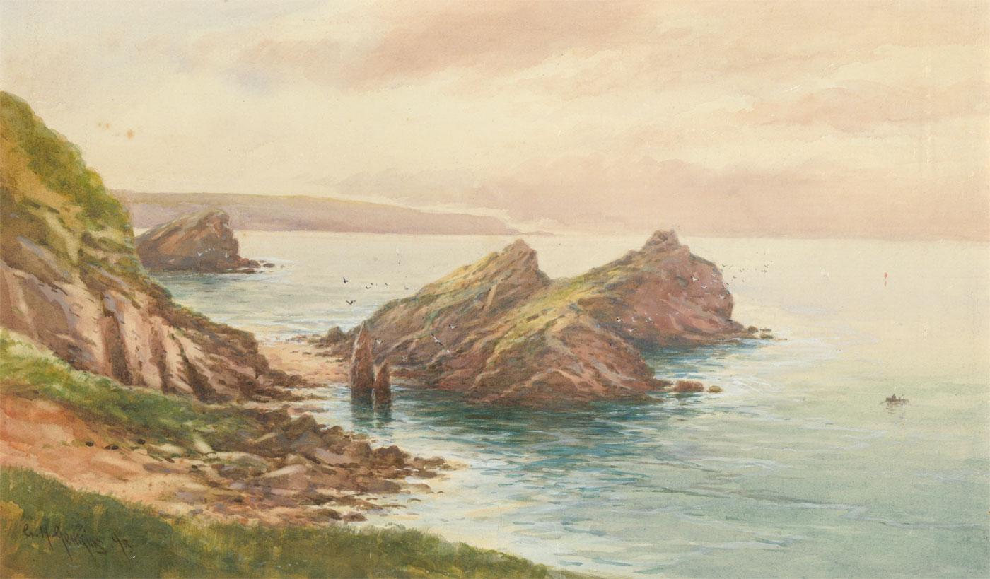 George Henry Jenkins (1843-1914) - Signed Watercolour, Cornish Coast 1