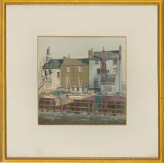Paul Bisson (b. 1938) - Signed Watercolour, Terraced Houses Street Scene