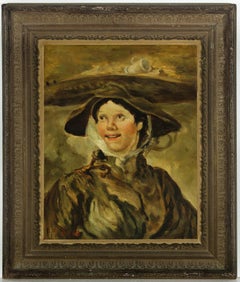 Vintage Ida Bale after Hogarth - Early 20th Century New Zealand Oil, The Shrimp Girl