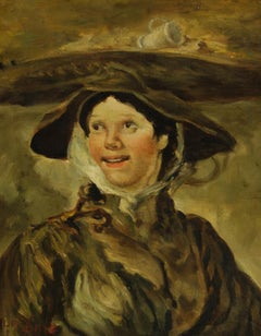 Ida Bale after Hogarth - Early 20th Century New Zealand Oil, The Shrimp Girl