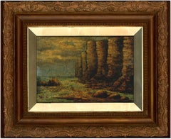T. Miles - Gilt Framed 1907 Oil, Coastal Scene