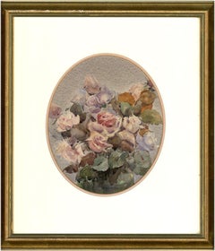Sybil Mullen Glover (1908-1995) - Watercolour, Study of Pink and Violet Roses
