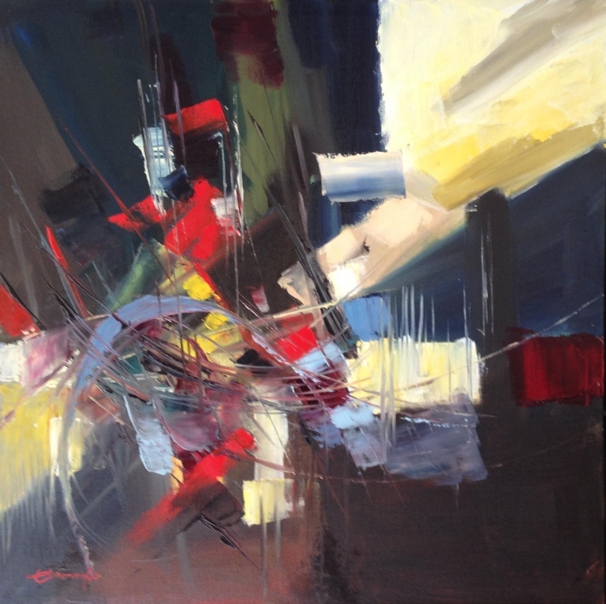 Abstract Painting di Thong Le - riva rocciosa, Pittura, Olio su tela