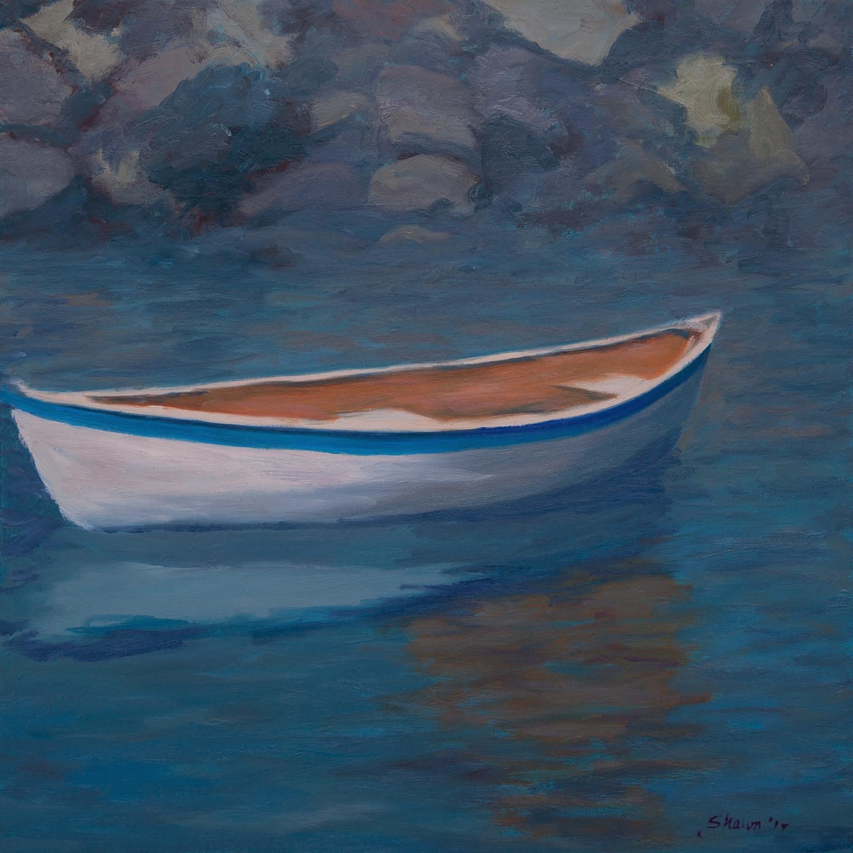 Resting dory in the protection of a getty. :: Painting :: Realism :: This piece comes with an official certificate of authenticity signed by the artist :: Ready to Hang: Yes :: Signed: Yes :: Signature Location: bottom right :: Canvas :: Diagonal ::