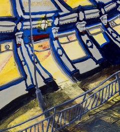 The Crown Inn Pub at Night, Painting, Acrylic on Other