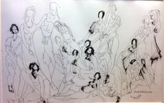 A group of dancer friends, Drawing, Pen & Ink on Paper