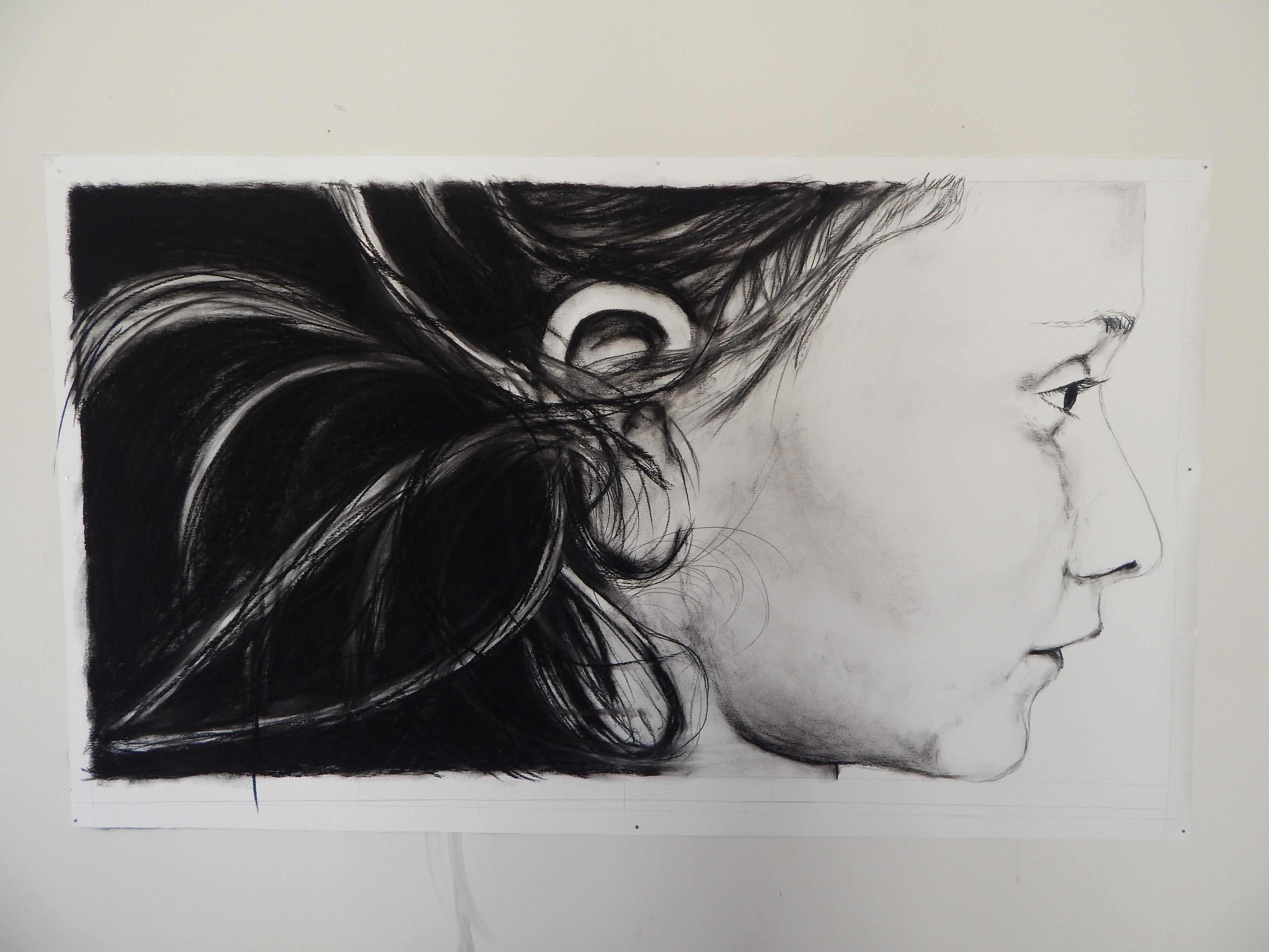 Pedazos de mí, Dibujo, Carboncillo sobre papel en venta 2
