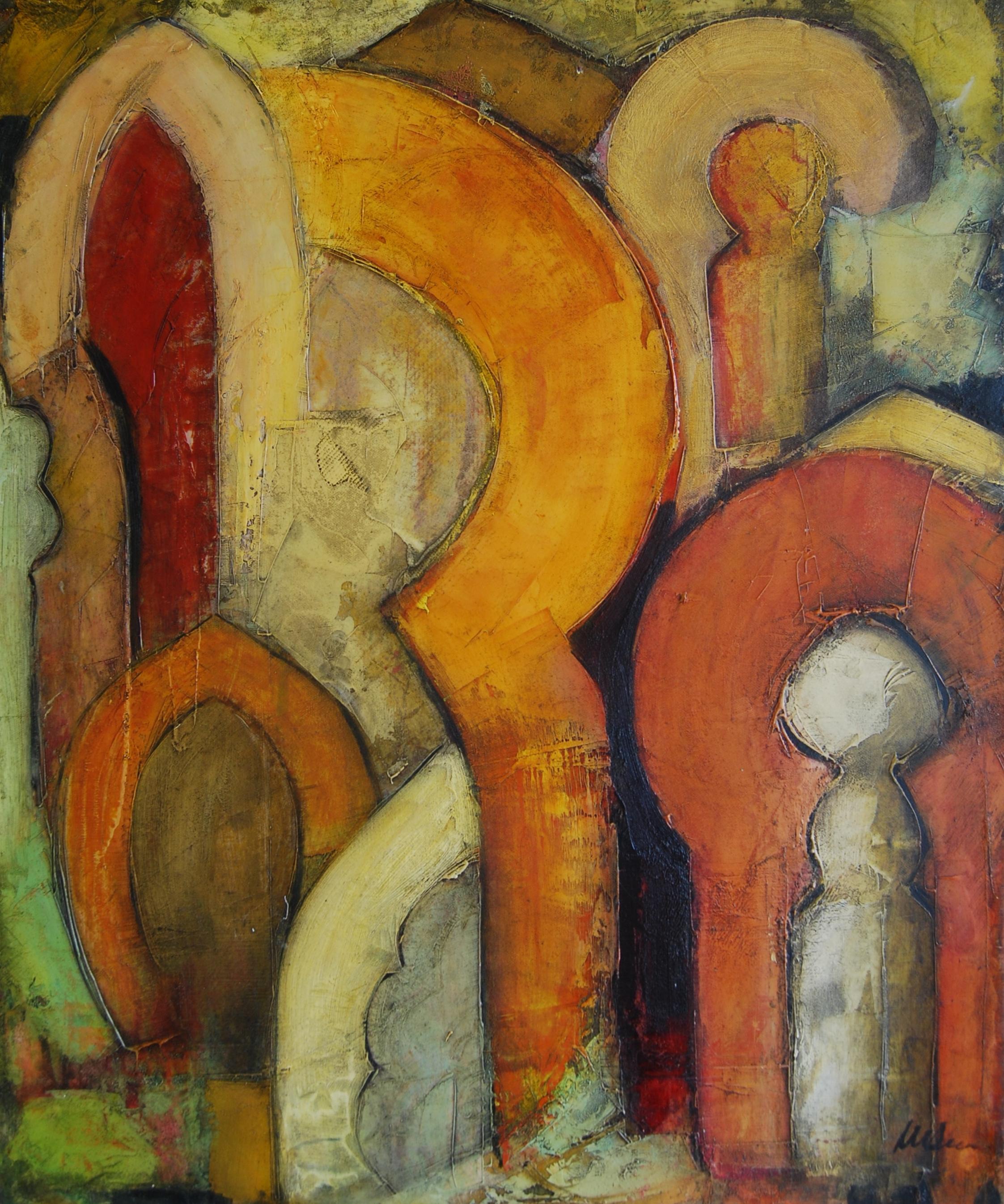 MarÃ­a Isabel Domenech Abstract Painting - Granada, Painting, Oil on Wood Panel