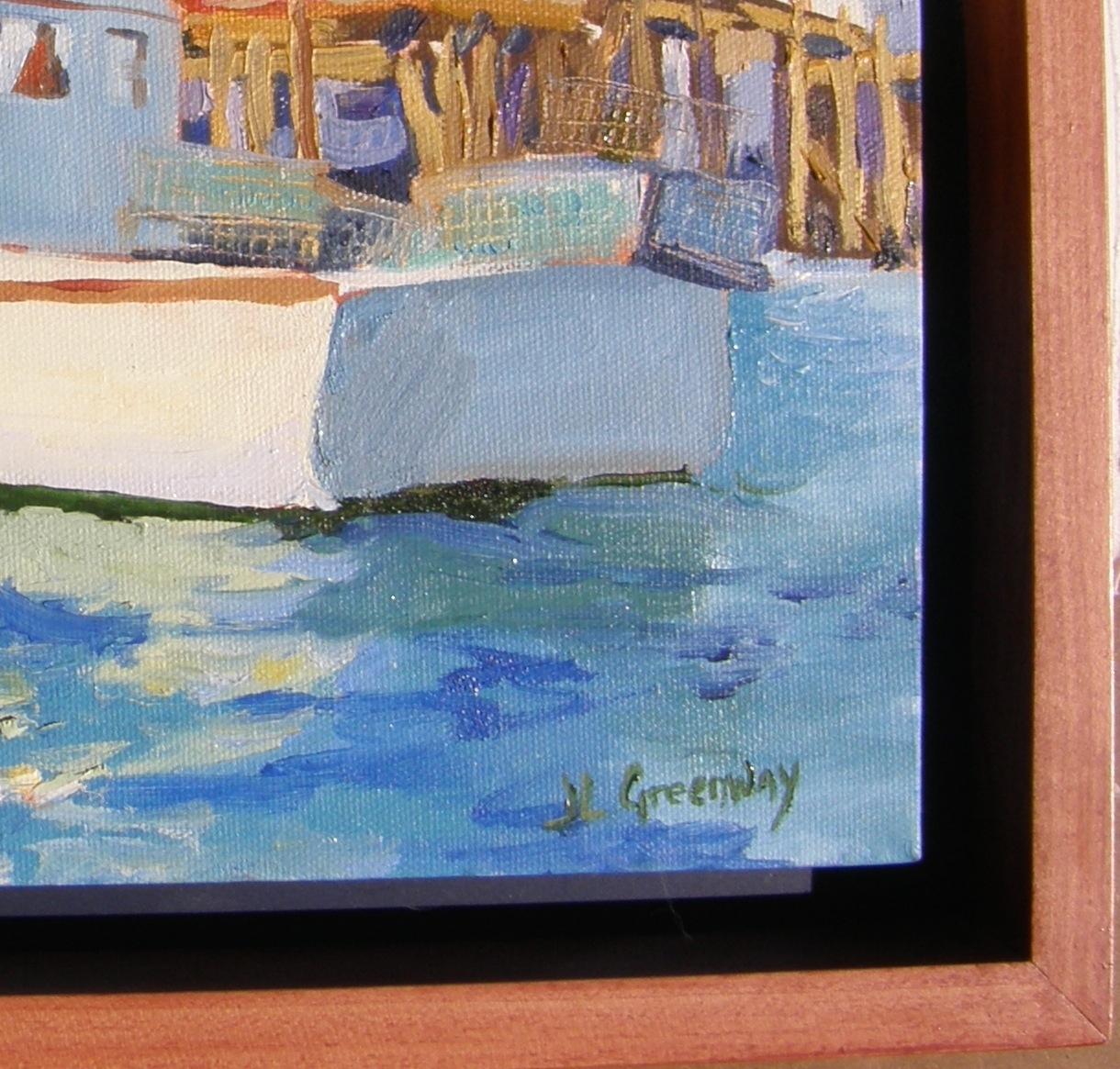 Barca aragosta, Pittura, Olio su tela - Painting Contemporaneo di Julia Greenway