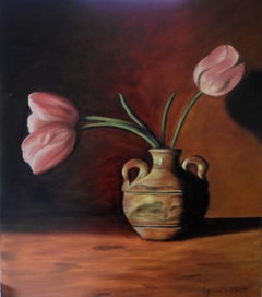 Tulips & Crockery, Painting, Oil on Canvas