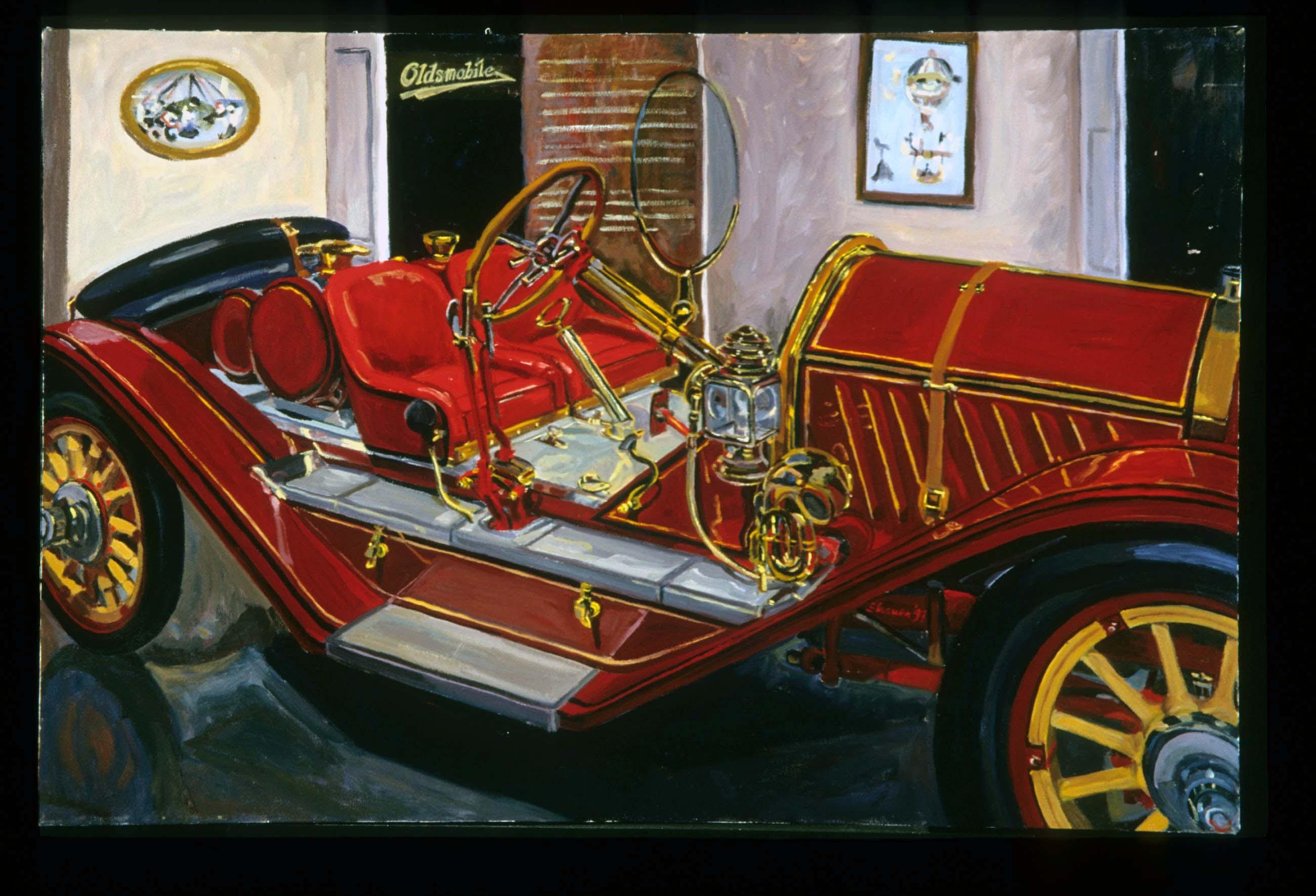 Portrait of Antique Oldsmobile found in the collection of the Heritage Museum, Sandwich, MA, USA. :: Painting :: Realism :: This piece comes with an official certificate of authenticity signed by the artist :: Ready to Hang: No :: Signed: Yes ::