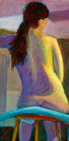Aqua Cushion, Painting, Oil on MDF Panel
