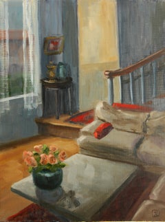 RED PILLOWS, Painting, Oil on MDF Panel