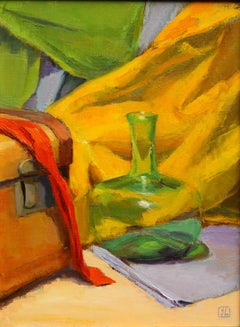 GREEN BOTTLE, Painting, Oil on Canvas